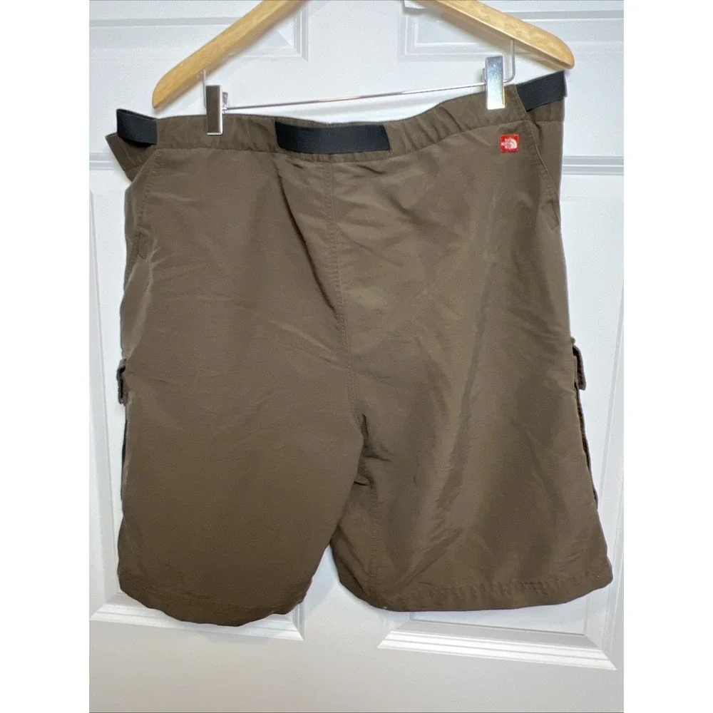 The North Face Nylon Cargo Shorts Mens L Brown Belted Gorpcore Trail Hike Stains